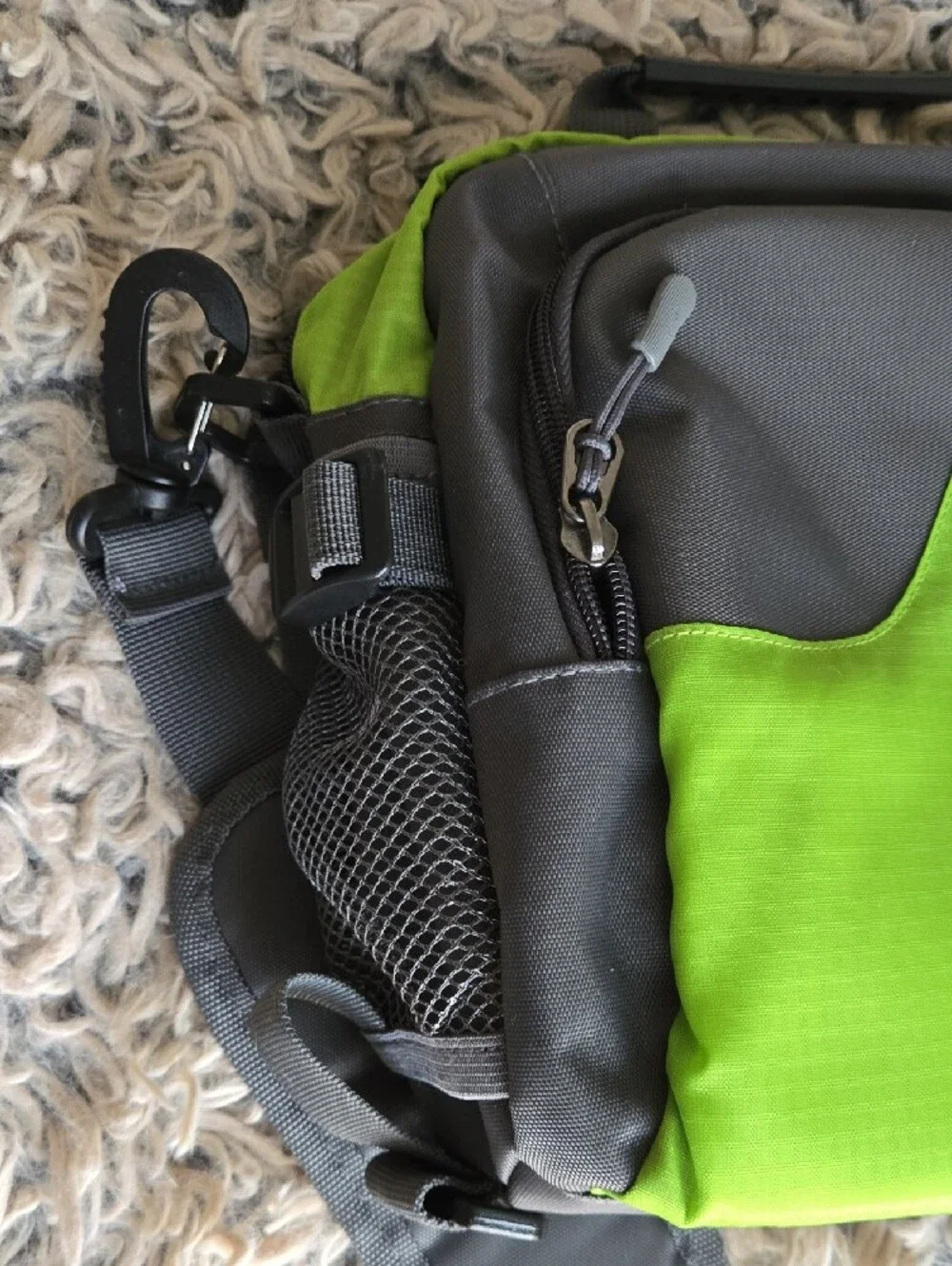 Let's Go Fido Lime Green & Gray Crossbody Bag Carrying for Your Pet's Gear